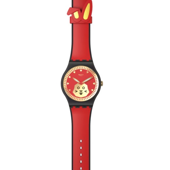 nwt sold out limited edition Swatch Red & Gold year of the Rabbit Dial Watch - Picture 3 of 15